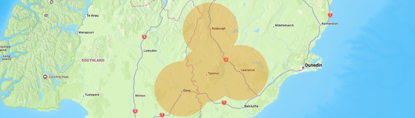 Teviot Pest Control area of service | Roxburgh, Tapanui, Lawrence, Gore